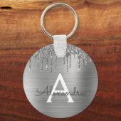 Silber-Imitate Glitzer-Monogramm aus rostfreiem St Schlüsselanhänger (Vorderseite)