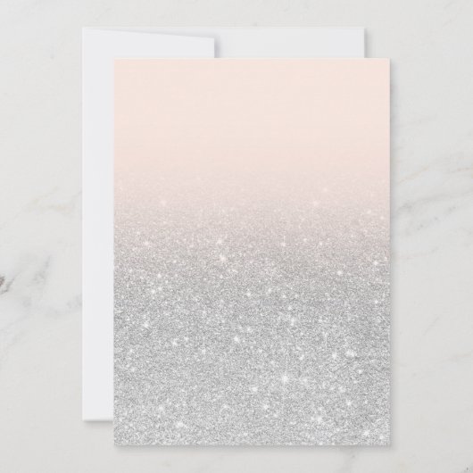 Silber Imitate Glitzer Rosa Ober Mädchen Dusche Einladung (Rückseite)