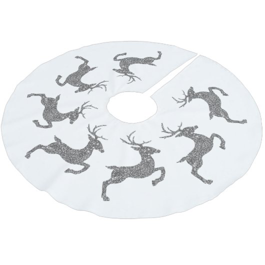 Silber Imitate Glitzer Textur Springen Hirsche For Polyester Weihnachtsbaumdecke (Schrägansicht)