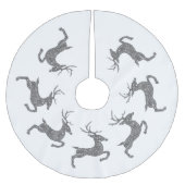 Silber Imitate Glitzer Textur Springen Hirsche For Polyester Weihnachtsbaumdecke (Vorderseite)