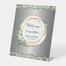 Silber-infundiertes botanisches Bliss-Brautparty Sockelschild