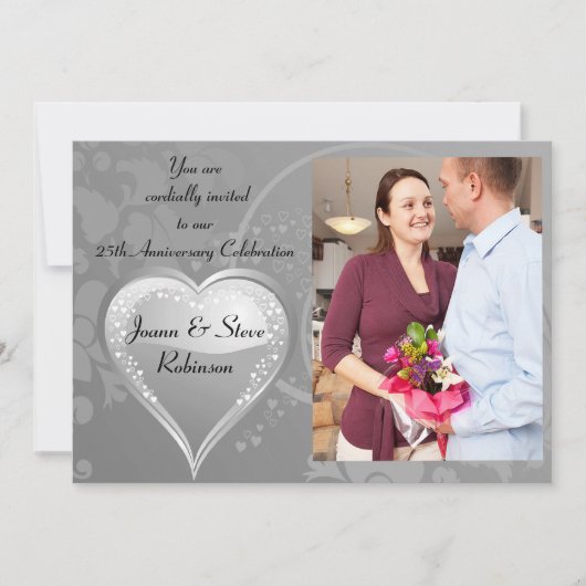 Silber Jubiläum 25. Silberwirbelherz Einladung (Vorderseite)