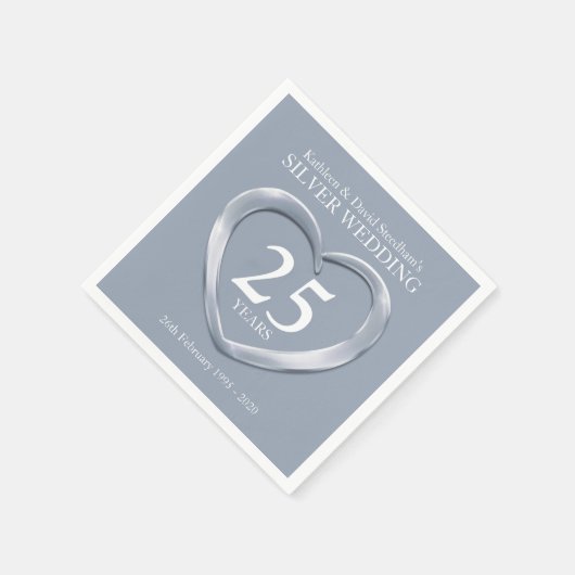 Silber Jubiläum Herzname Servietten Foto (Ecke)