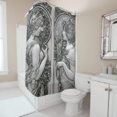 Silber ,Jugendstil ,Design, Frauen,Mucha,Schönheit Duschvorhang (Beispiel)