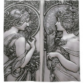 Silber ,Jugendstil ,Design, Frauen,Mucha,Schönheit Duschvorhang (Vorderseite)