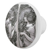 Silber ,Jugendstil ,Design, Frauen,Mucha,Schönheit Keramikknauf (Rechts)