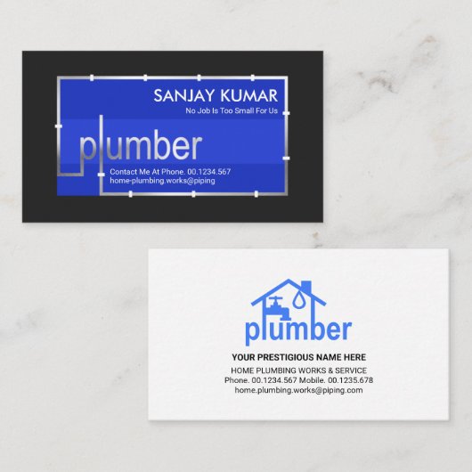 Silber-Klempnerleitung Visitenkarte (Vorne/Hinten)