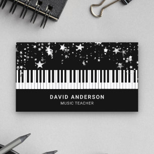 Silber Konfetti Klavier Keyboard Musiker Pianist Visitenkarte