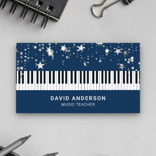 Silber Konfetti Klavier Keyboard Musiker Pianist Visitenkarte
