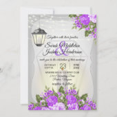 Silber Lanterns und Lila Blume Hochzeit Einladung (Vorderseite)