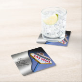 Silber Las Vegas-Willkommensschildes | Rechteckiger Pappuntersetzer (Vor Ort)