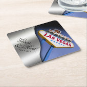 Silber Las Vegas-Willkommensschildes | Rechteckiger Pappuntersetzer (angewinkelt)
