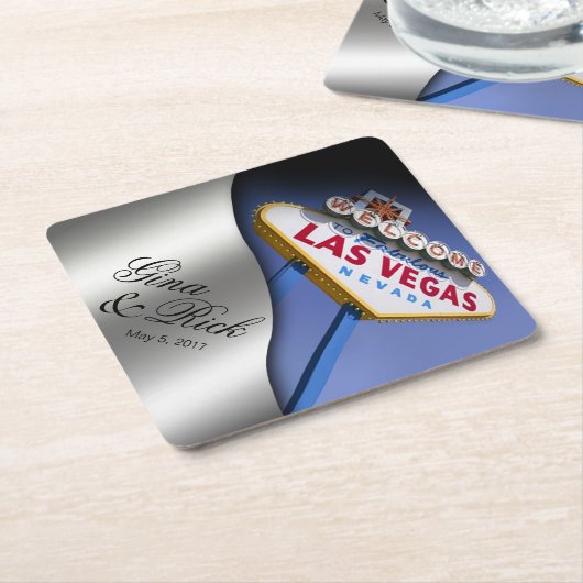 Silber Las Vegas-Willkommensschildes | Rechteckiger Pappuntersetzer (angewinkelt)