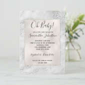 Silber Leopard Print Einladung (Stehend Vorderseite)