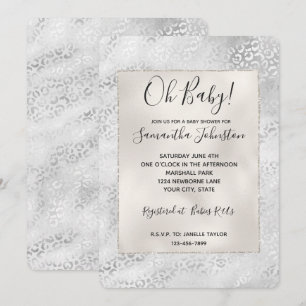Silber Leopard Print Einladung