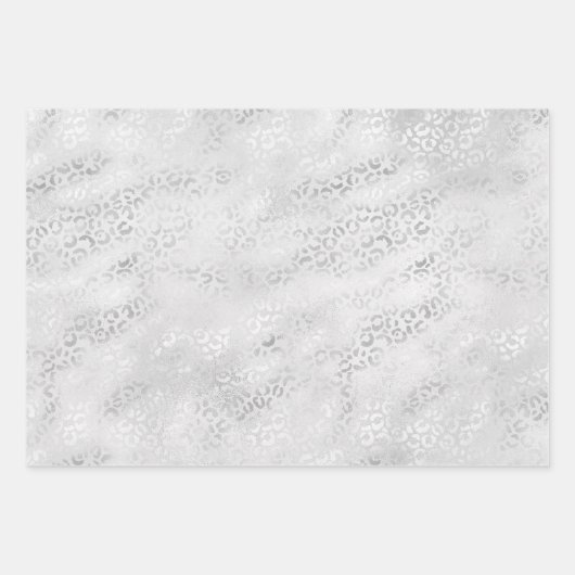 Silber Leopard Print Geschenkpapier Set (Vorderseite 3)