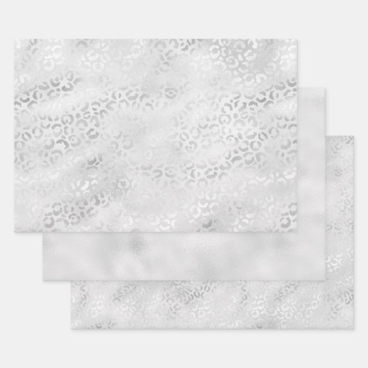 Silber Leopard Print Geschenkpapier Set (Set)