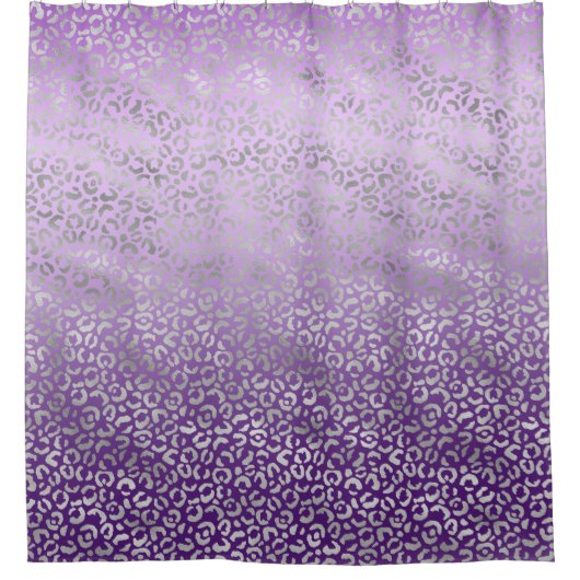 Silber Leopard Print Lila Ombre Duschvorhang (Vorderseite)