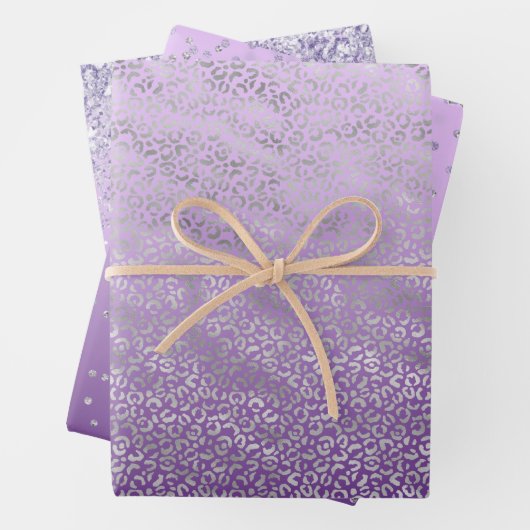Silber Leopard Print Lila Ombre Geschenkpapier Set (Beispiel)