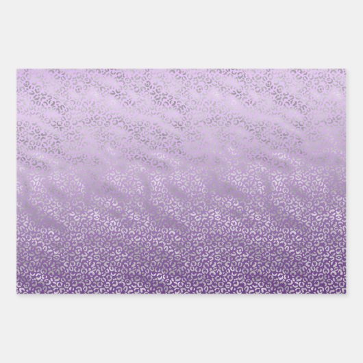 Silber Leopard Print Lila Ombre Geschenkpapier Set (Vorderseite)