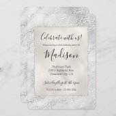 Silber Leopard Print personalisiert Einladung (Vorne/Hinten)