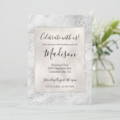 Silber Leopard Print personalisiert Einladung (Stehend Vorderseite)