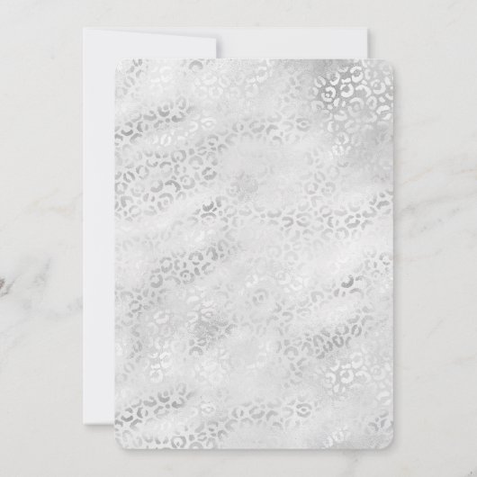 Silber Leopard Print personalisiert Einladung (Rückseite)
