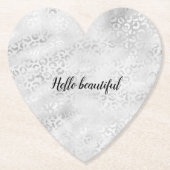 Silber Leopard Print personalisiert Untersetzer (Vorderseite)