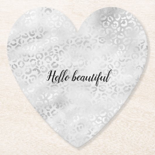Silber Leopard Print personalisiert Untersetzer (Vorderseite)