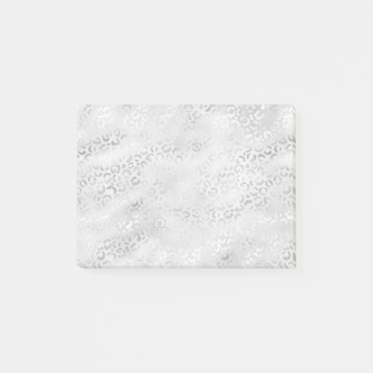 Silber Leopard Print Post-it Klebezettel (Vorderseite)