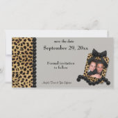 Silber Leopard und Schwarze Perlen Save the Date (Vorderseite)