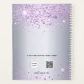 Silber-lila-glitzer Monogramm-Name Planer (Rückseite)