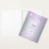 Silber-lila-glitzer Monogramm-Name Planer (Anzeige)