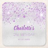 Silber-lila Glitzer Rechteckiger Pappuntersetzer (Vorderseite)