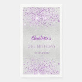 Silber-lila Glitzer Serviette (Vorderseite)