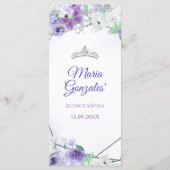 Silber & Lila Kleider Quinceañera Menükarte (Rückseite)