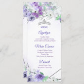Silber & Lila Kleider Quinceañera Menükarte (Vorne/Hinten)