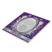 Silber Lila oval Foto Rahmen mit Namenszug Fliese (Seite)