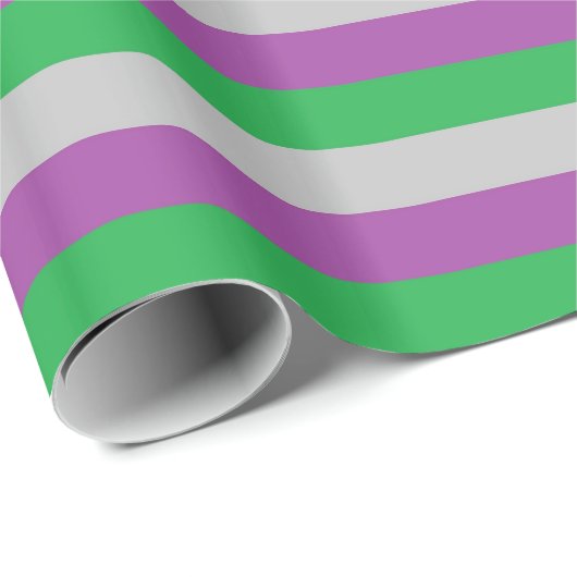 Silber-, Lila und Grünestreifen Geschenkpapier (Rolleneckpunkt)