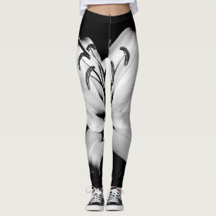 Silber Lily: einfarbige Blumen-Eleganz. Leggings