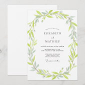 Silber-Linden-Blatt-Hochzeit Einladung (Vorne/Hinten)