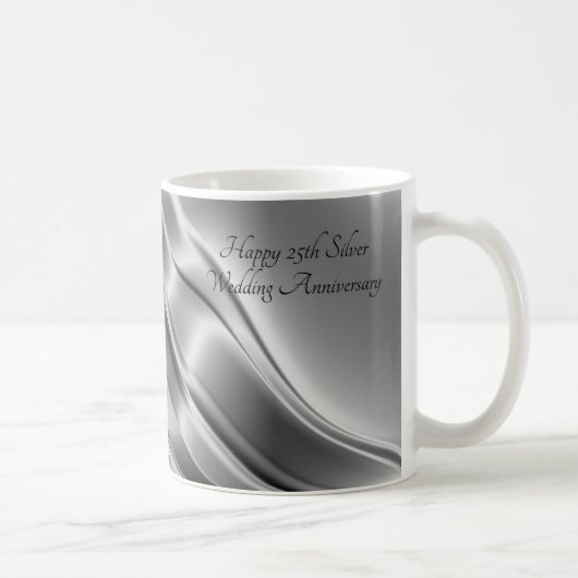 Silber-Linien 25. silberner Hochzeitstag Kaffeetasse (Rechts)