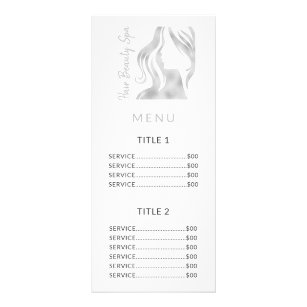 Silber Logo, weißer Salon Service Menü Rack-Karte