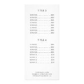 Silber Logo, weißer Salon Service Menü Rack-Karte (Hinten)