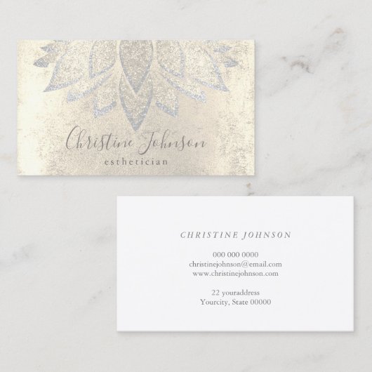 Silber-Lotus-Ästhetik Visitenkarte (Vorne/Hinten)