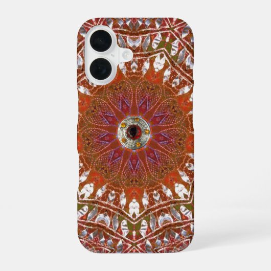 Silber-Mandala iPhone 16 Hülle (Rückseite)