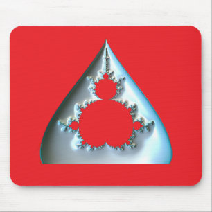Silber-Mandelbrot auf rotem Hintergrund Mousepad