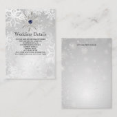 Silber-Marine-Schneeflocken Winter Hochzeit Detail Begleitkarte (Vorne/Hinten)