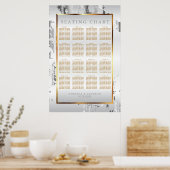 Silber-Marmor, Gold und Weiß-Satin-Seekarte Poster (Küche)