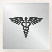 Silber Medical Caduceus Glasuntersetzer (Vorderseite)